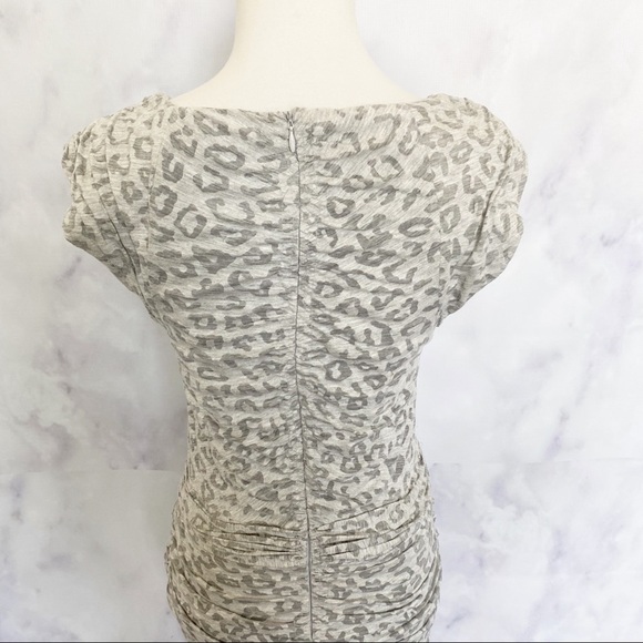Rebecca Taylor Heather Grey Leopard Ruched Dress - Picture 6 of 11